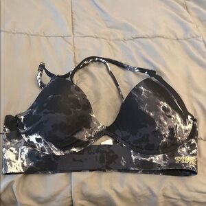 PINK Victoria's Secret Black and White Tie-Dye Bra